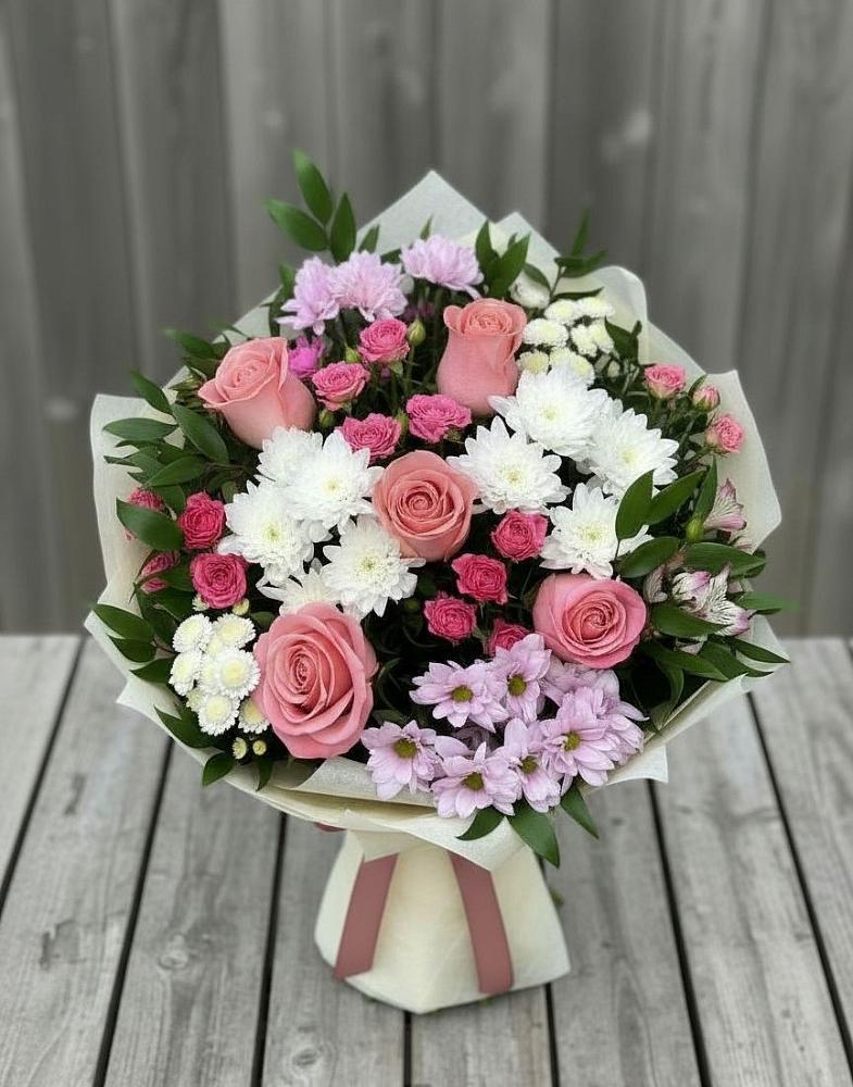 Букет цветов из: Альстромерии, Гвоздики, Розы и Хризантемы в Дедилово