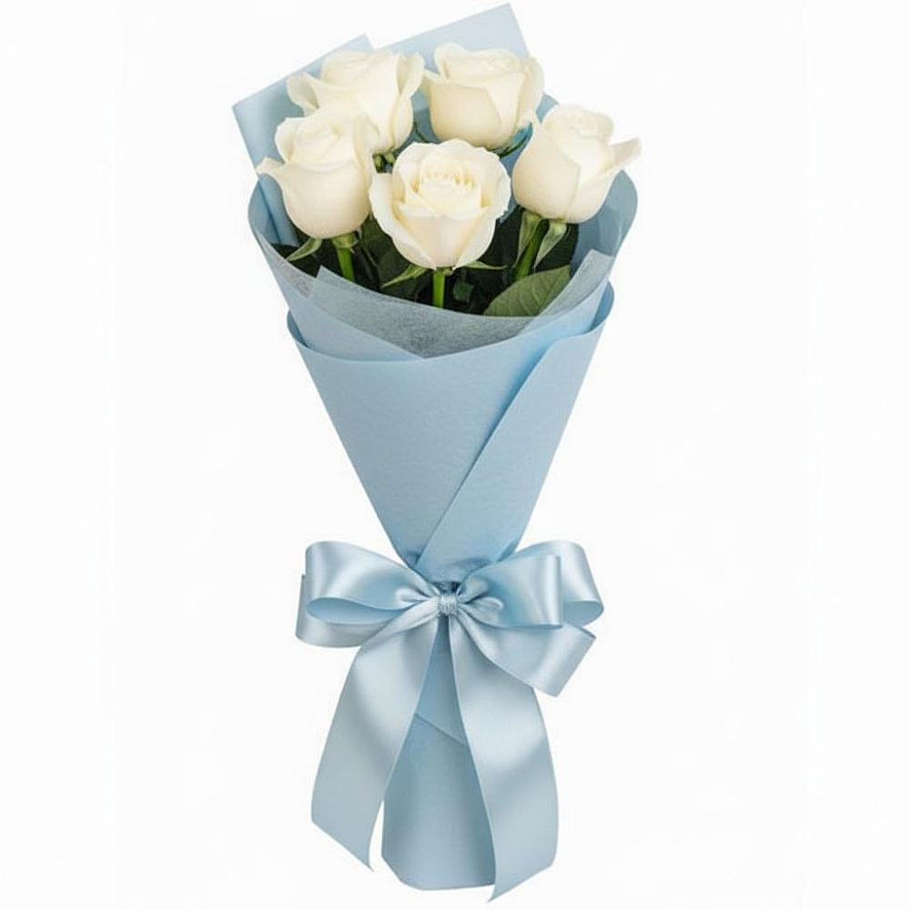 Букет 5 Белых роз Проуд в Дедилово