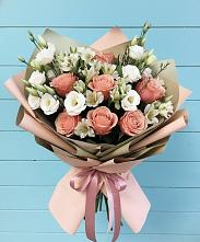 Букет цветов из:  Розы, Альстромерии и Лизиантусы #REPLACE_PRED# Дедилово