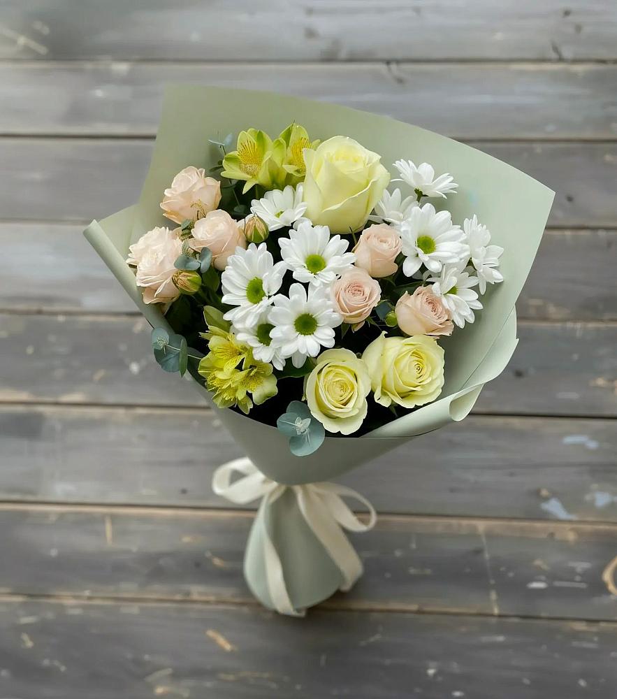 Букет цветов из: Альстромерии, Розы и Хризантемы в Дедилово