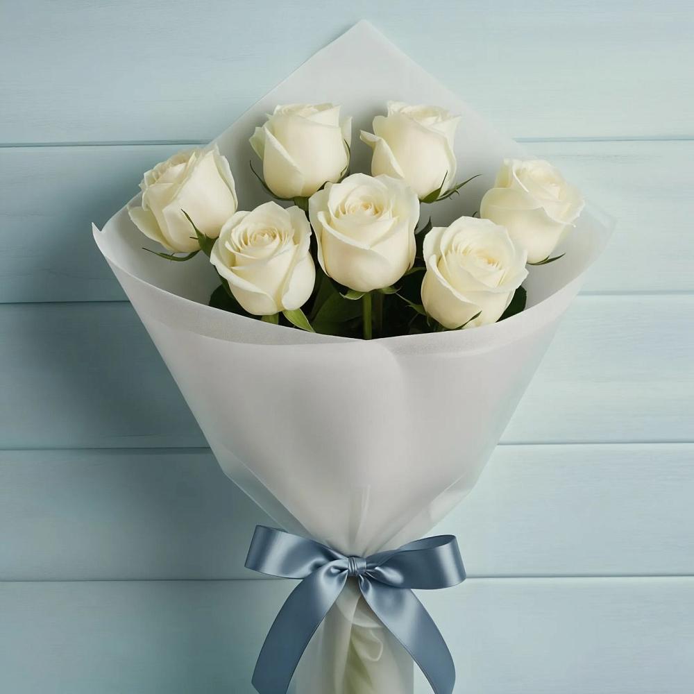 Букет 7 Белых роз Эдлесс Лав в Дедилово